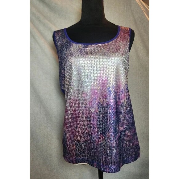 Chico's Tops - Chico's Sz 0 Shimmering Sequin Blouse Tank Purple Multi Holiday New Year Modern